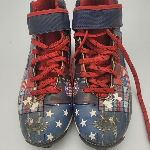 Under Armour Harper 5 Mid USA Baseball Cleats Size 5Y Molded Lace Up 3023445-400 - Picture 1 of 5
